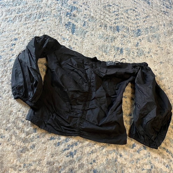 Modern citizen black off shoulder puff sleeve cinched top small - Picture 4 of 6